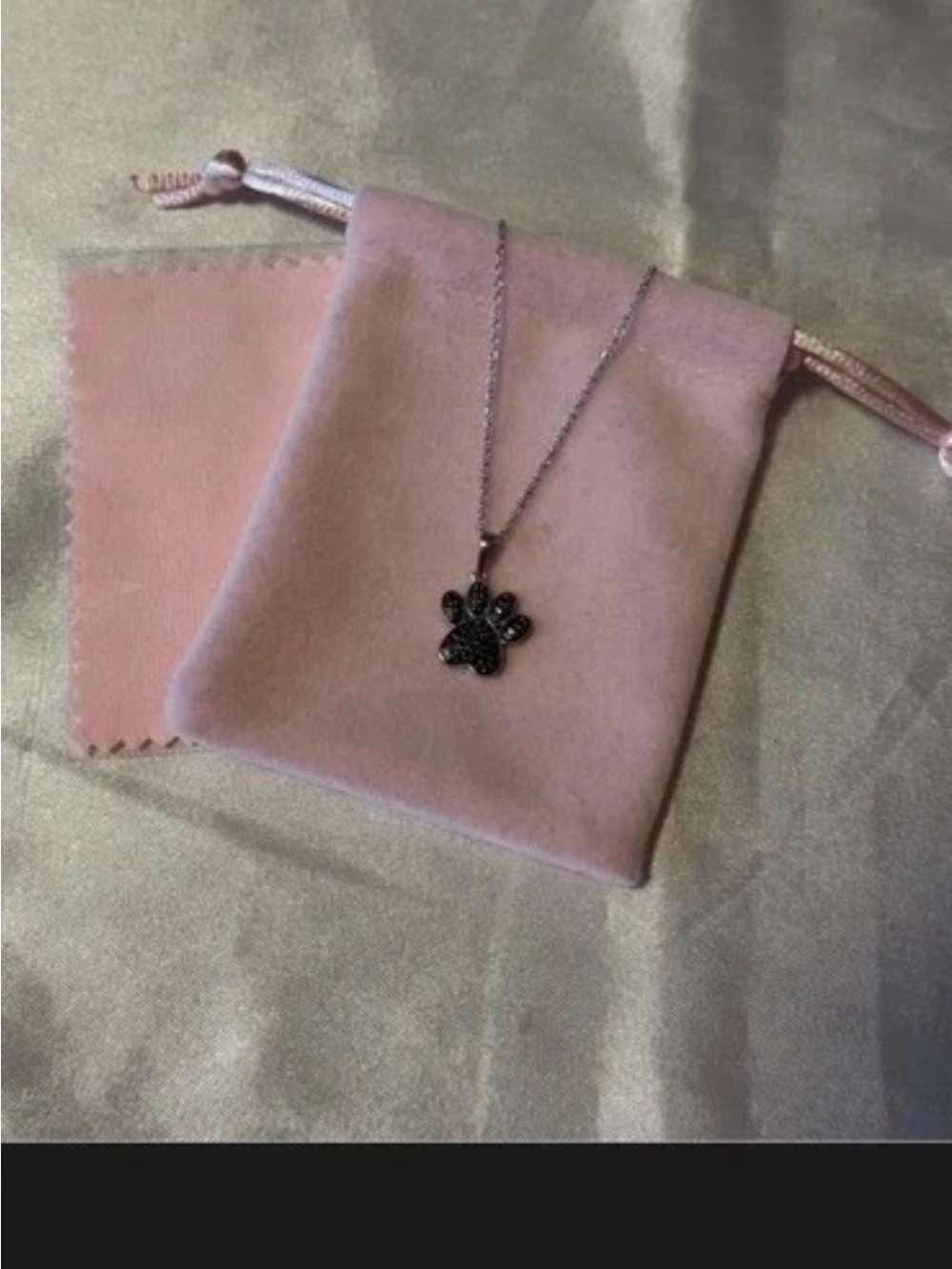 Paw print Pendant Pave accents  925 Sterling Silver Necklace - Picture 14 of 16